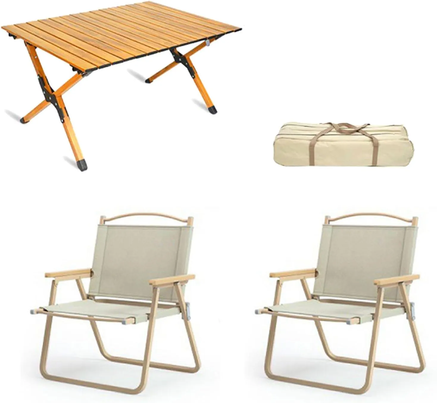 Outdoor Portable Aluminum Folding Picnic Table Set for Camping Includes 3 Tables Roll up Backpacking Table and Lawn Chair Lightweight and Durable for Indoor and Outdoor Use