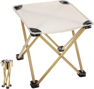 Outdoor Stool Compact Stool Hiking Stool Chair Folding Stool Camping Backpack Folding Step Stool Foldable Stools Travel Stool Portable Stool Camping Foot Rest Carbon Steel Beige