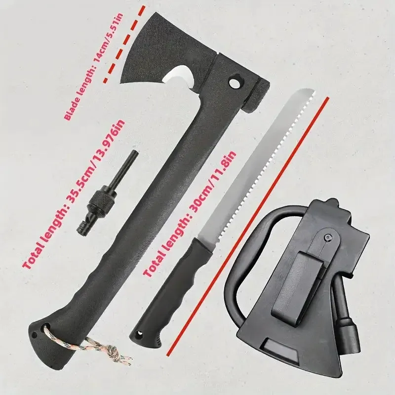 Outdoor Survival Axe with Fire Starter & Multi Tools
