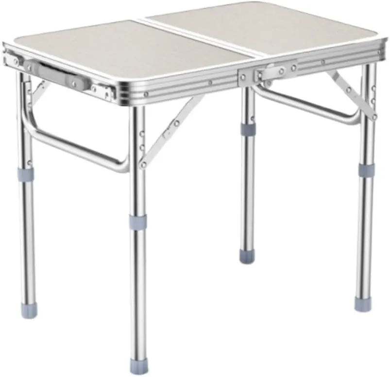 Outdoor Table Camping Table Folding Table Small Folding Table Portable Camping Table with Mesh Holders Lightweight Aluminum Adjustable Height Picnic Table Foldable Table (A 64 * 43cm)