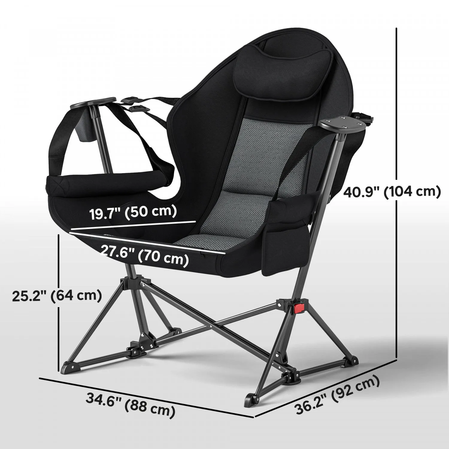 Outsunny Hammock Camping Chair Set Of 2 With Adjustable Back, Cup Holder