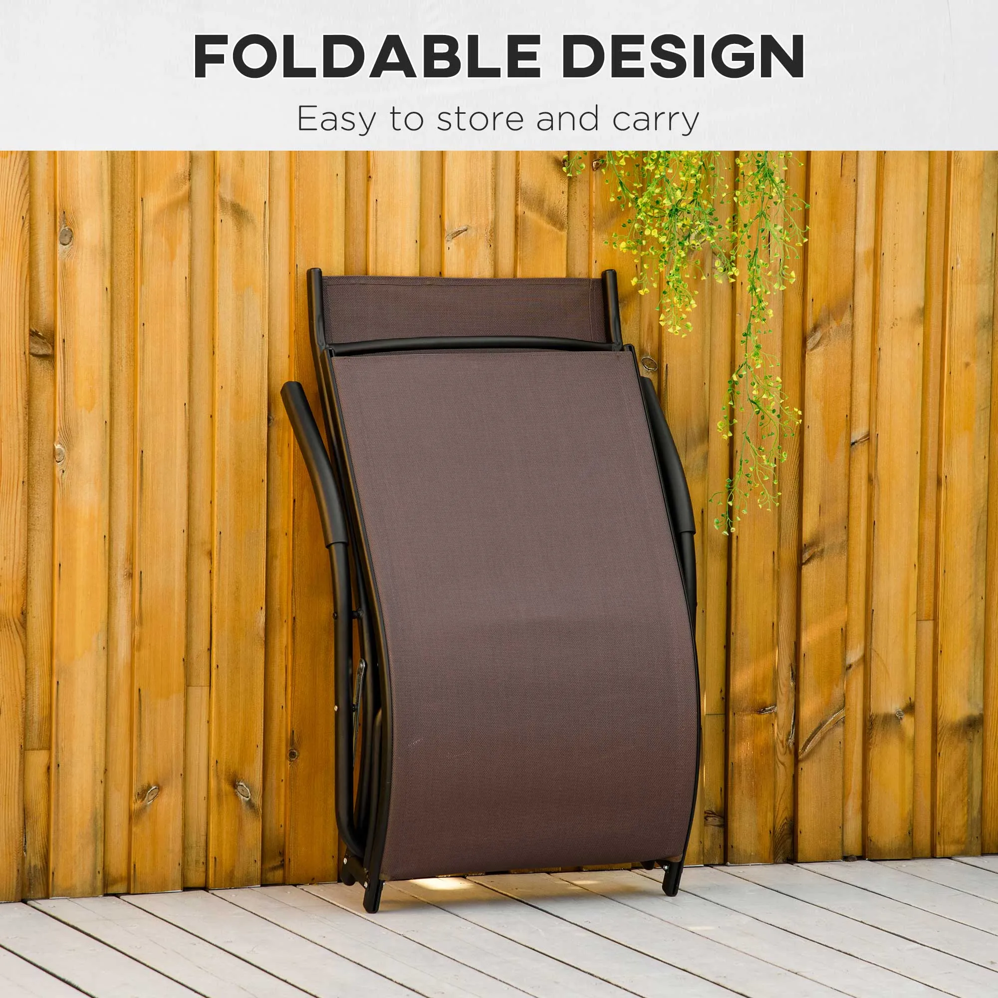 Outsunny Outdoor Folding Sun Lounger Chaise Lounge Chair Reclining Garden For Beach Poolside And Patio Dark Brown