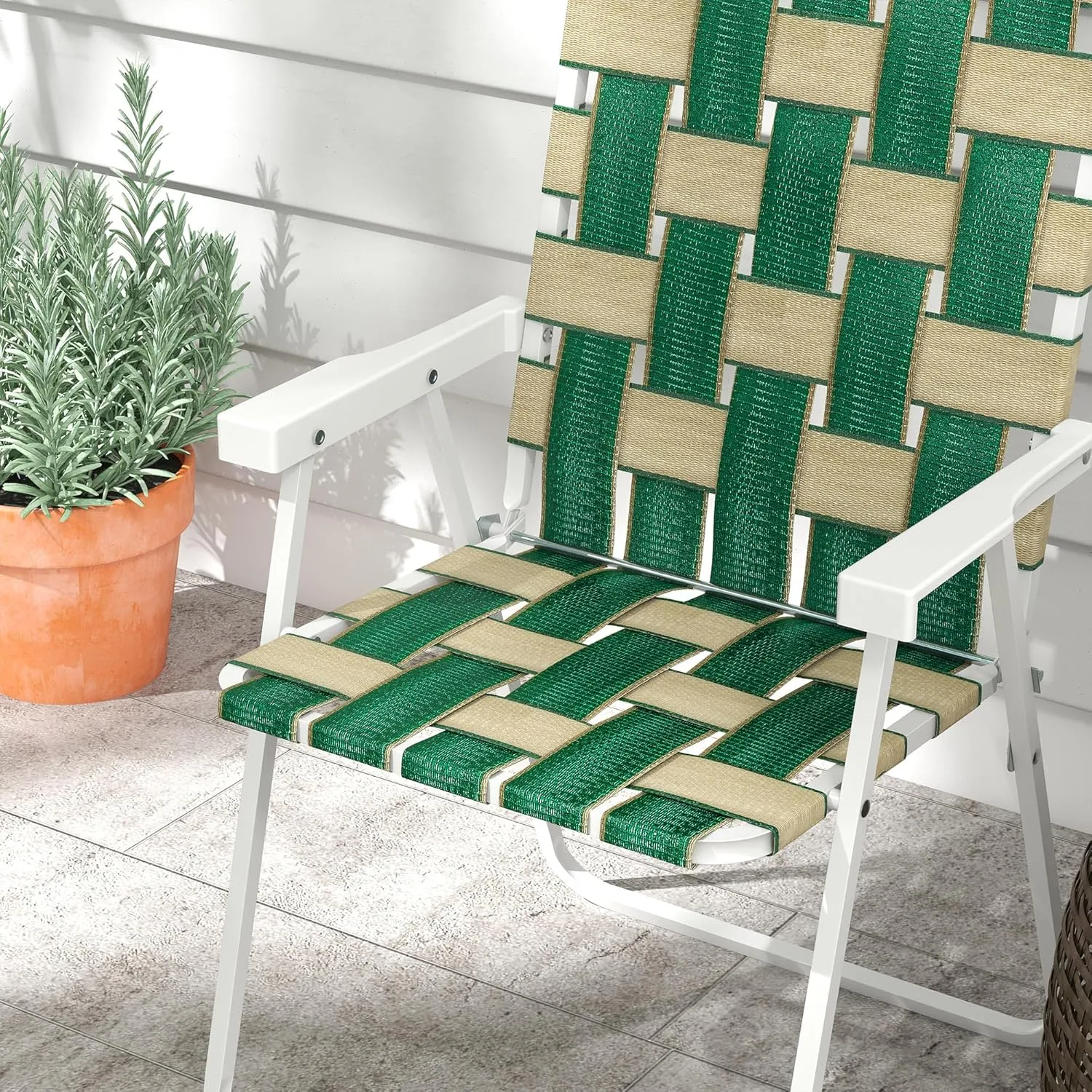 Outsunny Set of 4 Patio Folding Chairs, Classic Outdoor Camping Chairs, Portable Lawn Chair Set for Camping, Garden, Pool, Beach, Backyard with Armrests, Green