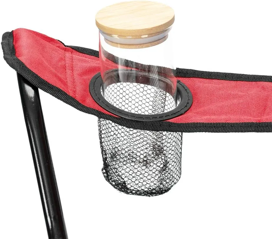 Outvita Folding Camping Chair, Portable Durable Armrest Chair with Cup Holder & Carry Bag for Outdoor Picnic Fishing, Weight Capacity 230 LBS, Set of 2 (Red)