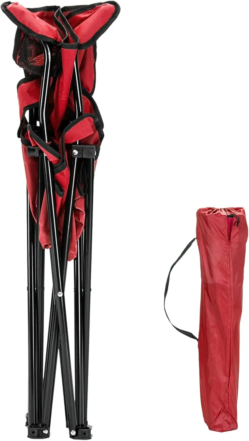 Outvita Folding Camping Chair, Portable Durable Armrest Chair with Cup Holder & Carry Bag for Outdoor Picnic Fishing, Weight Capacity 230 LBS, Set of 2 (Red)