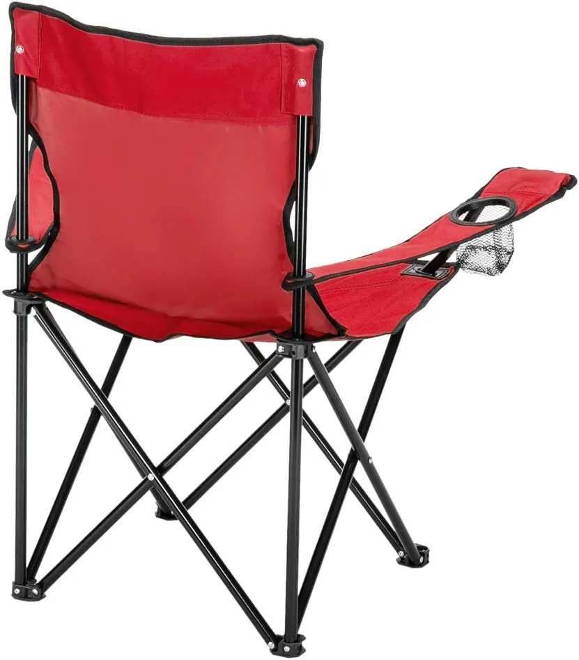 Outvita Folding Camping Chair, Portable Durable Armrest Chair with Cup Holder & Carry Bag for Outdoor Picnic Fishing, Weight Capacity 230 LBS, Set of 2 (Red)