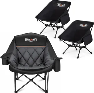 Overmont Oversized XL Camping Chair for Adults Ultralight Portable Camping Chair Combo