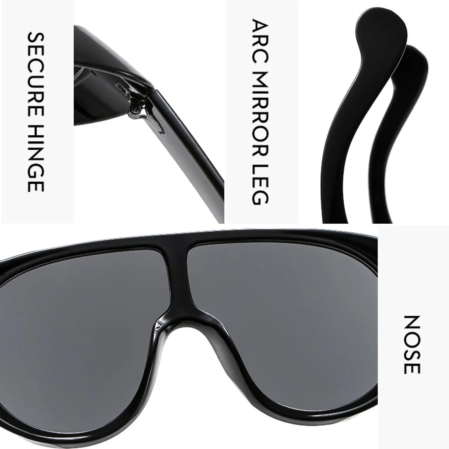 Oversized Big Frame One Piece Sunglasses Women Men Trend Luxury Outdoors Sports Windproof Sun Glasses Uv400