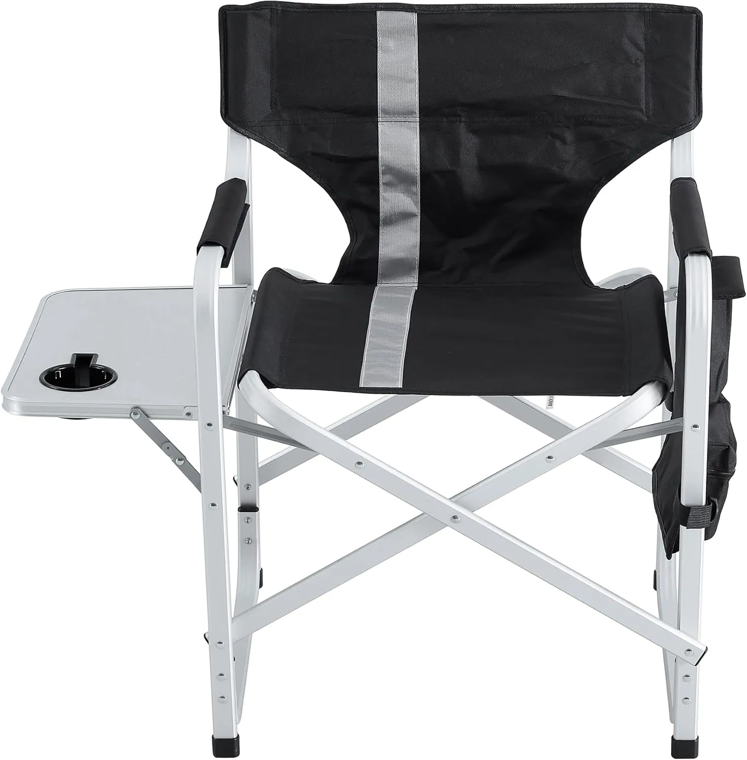 Oversized Folding Camping Chair with Side Table 400lbs Heavy Duty Portable Lawn Chairs Lightweight Aluminum Frame for Camping Fishing Beach Outdoor Use, Black