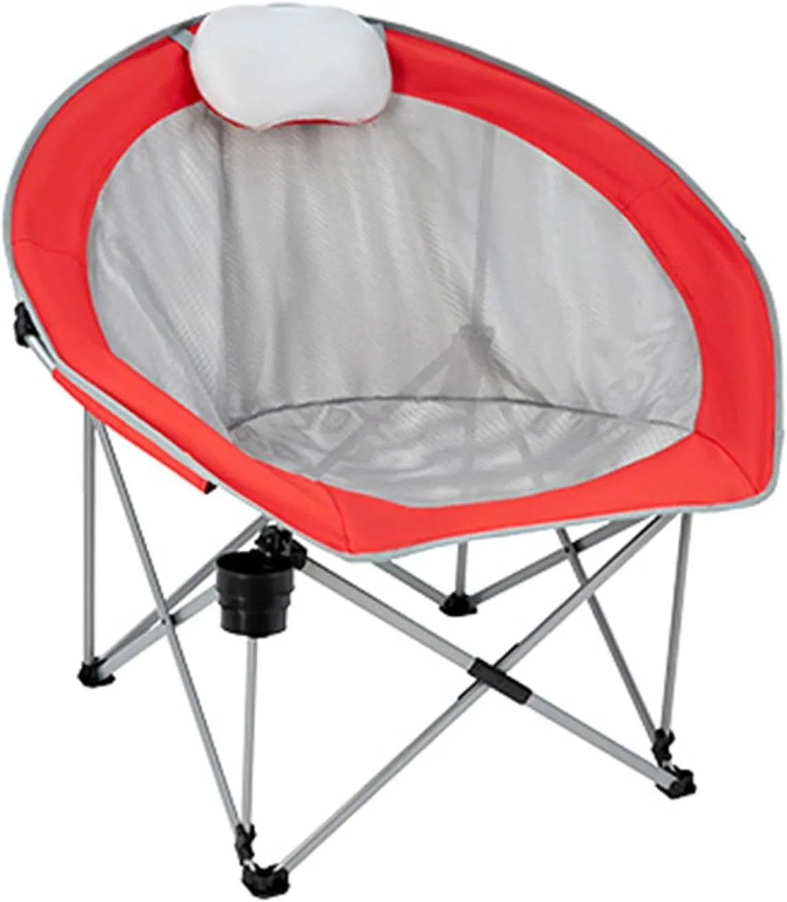 Oversized Mesh Moon Saucer Camping Chair, Folding Portable Round Chairs for Adults with Headrest, Cup Holder, Carry Bag for Outdoor Hiking, Fishing, Picnic, Camp, Lawn,A