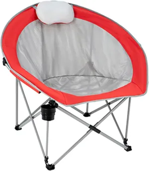 Oversized Mesh Moon Saucer Camping Chair, Folding Portable Round Chairs for Adults with Headrest, Cup Holder, Carry Bag for Outdoor Hiking, Fishing, Picnic, Camp, Lawn,A
