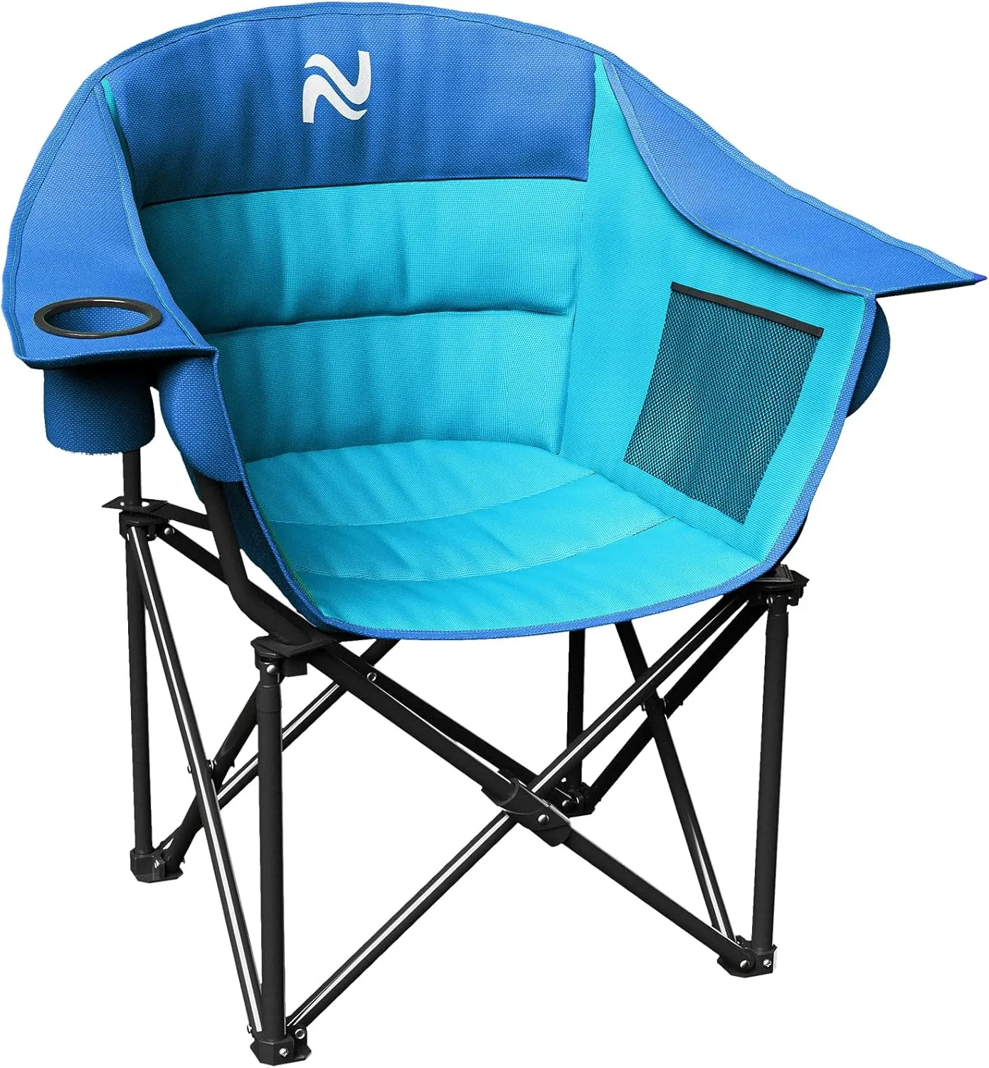 Oversized Padded Camping Chair - Heavy Duty Support 400lbs - Portable Folding Chair with Side Pocket Cup Holder and Carry Bag - Collapsible Outdoor Chairs for Adults Sports Garden Beach Fishing