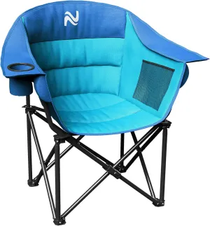 Oversized Padded Camping Chair - Heavy Duty Support 400lbs - Portable Folding Chair with Side Pocket Cup Holder and Carry Bag - Collapsible Outdoor Chairs for Adults Sports Garden Beach Fishing