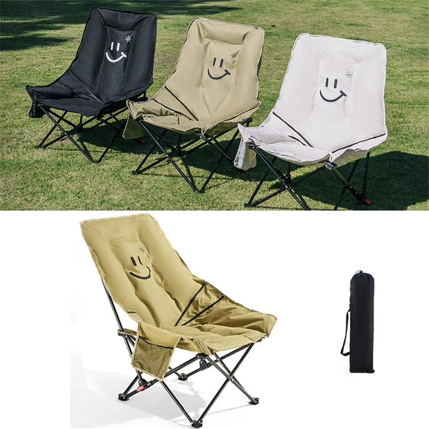Oversized Padded Camping Chair,Folding,Large Camp Lounge Chairs for Outdoor,Portable,with Cup Holder for Camping,Picnic, Family Road Trip Olive