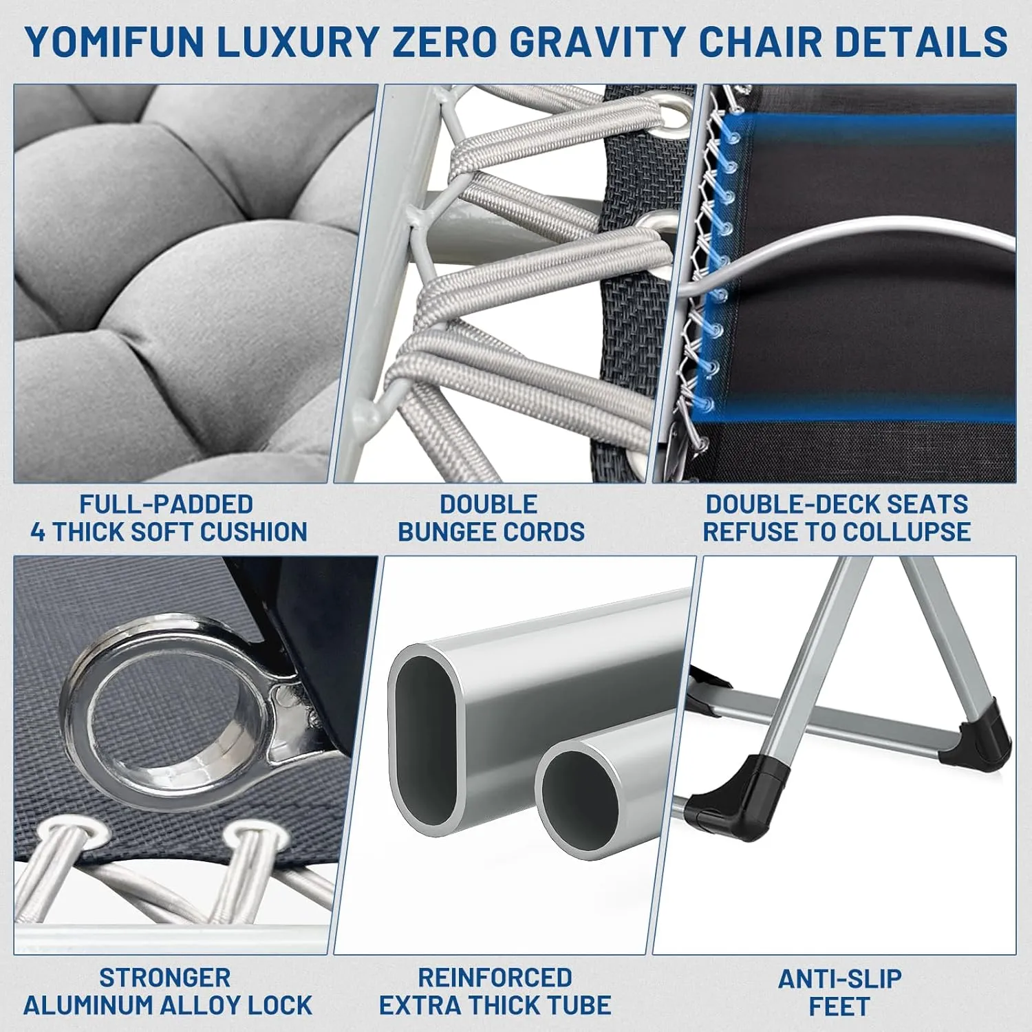 Oversized Zero Gravity Chair, XL Lounge Chair 29” Width, Padded Recliner Chair W/Removable Cushion & Adj Headrest, Storage Bag, Footrest Cushion, Cup Holder, for Indoor Outdoor, Black