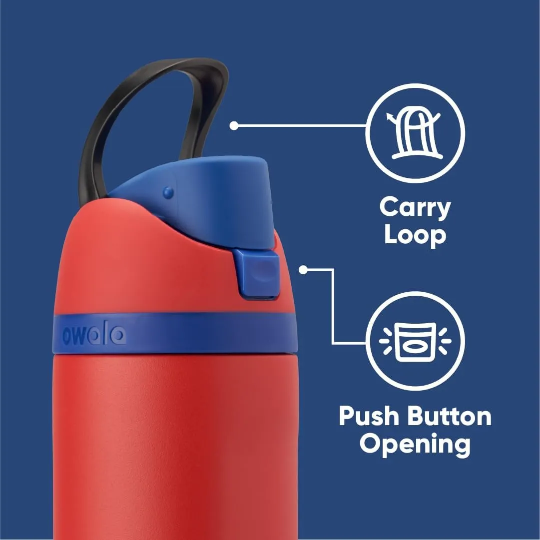 Owala Marvel FreeSip Insulated Stainless Steel Water Bottle with Straw for Sports and Travel, BPA-Free Sports Water Bottle, 24 oz, Spiderman