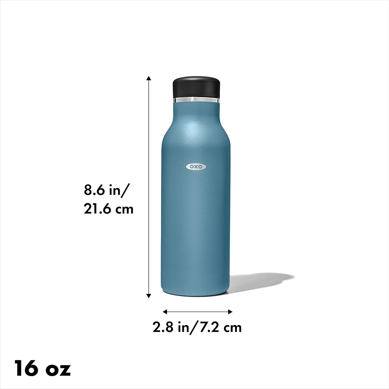 OXO Strive 16oz Insulated Water Bottle with Standard Lid - Aquamarine