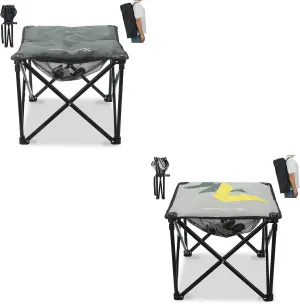 Padded Camping Stool, 18 Inch Oversized Camping Foot Rest, 500lb Camping Chairs Outdoor Footstool Portable Camping Ottoman for Camping Gardening Fishing w/Storage Net Carry Bag (1,DarkGreen & 1,Grey)