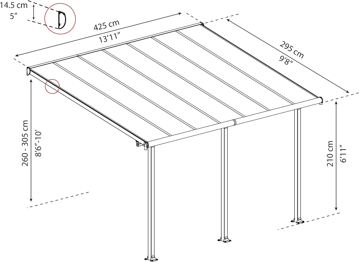 Palram - Canopia Olympia Patio Cover 10' x 14' Gray/Bronze Outdoor Canopy Awning for Patio, Waterproof Canopy, Patio Awning, Outside Canopy for Backyard, Outdoor Gazebo with 100% UV Protection