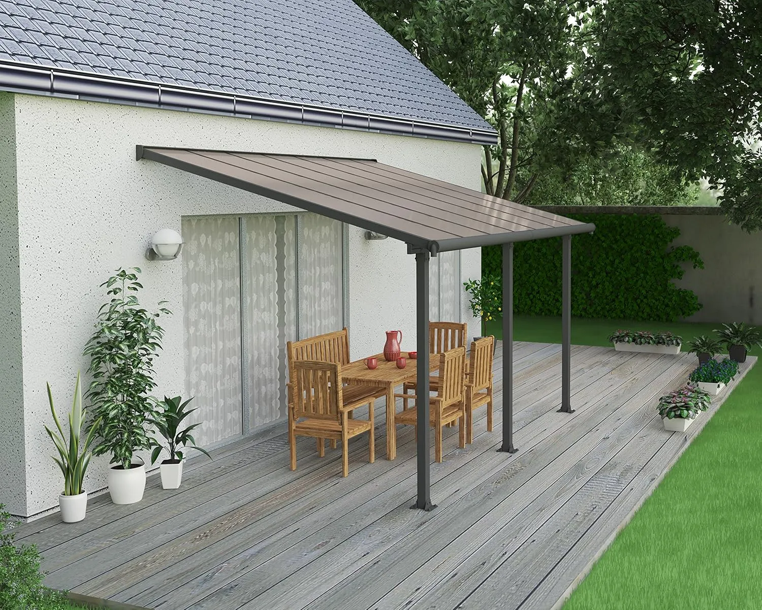 Palram - Canopia Olympia Patio Cover 10' x 14' Gray/Bronze Outdoor Canopy Awning for Patio, Waterproof Canopy, Patio Awning, Outside Canopy for Backyard, Outdoor Gazebo with 100% UV Protection