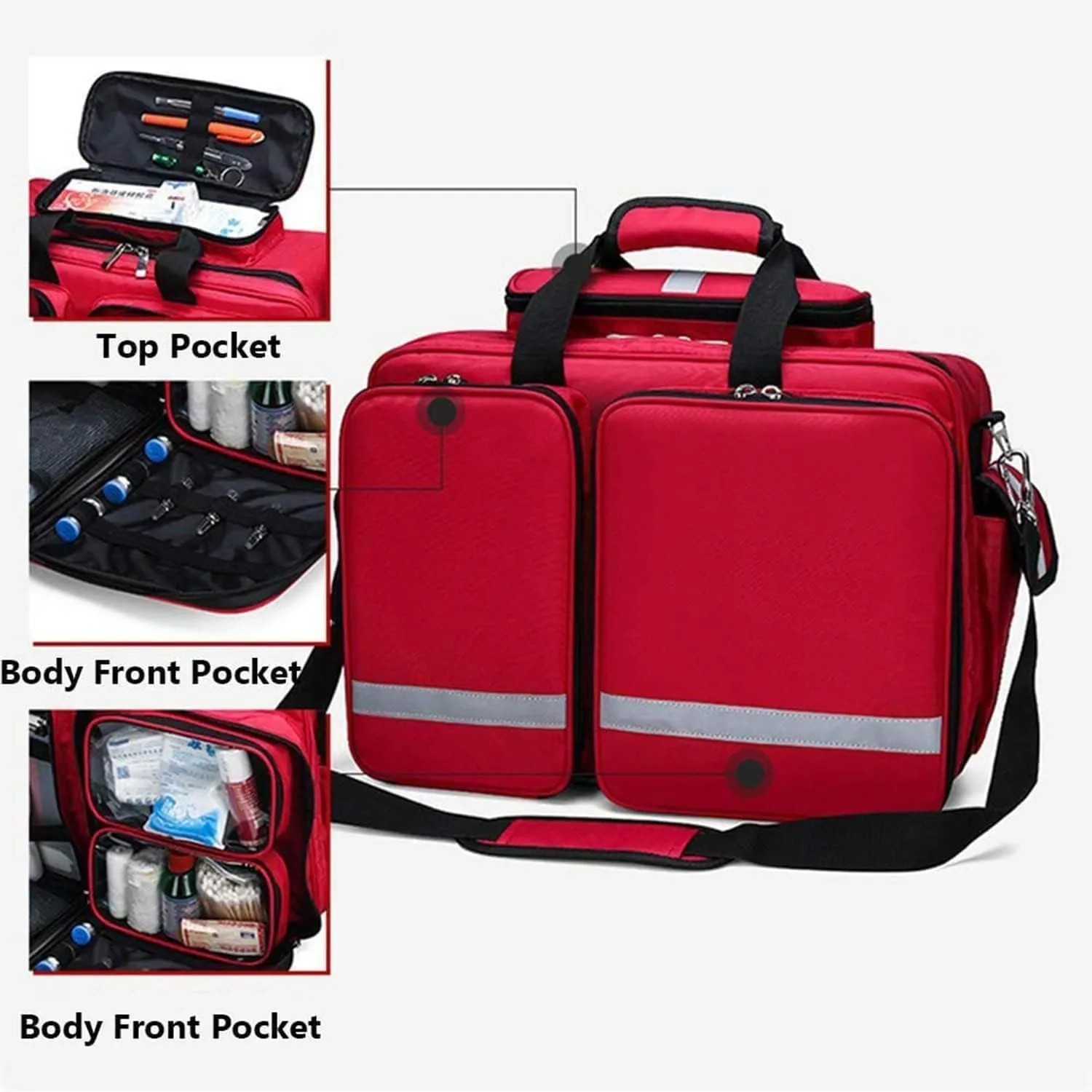 Paramedics Medical Trolley Bag Large Capacity Portable First Aid Kits Bag with Wheels Waterproof and Durable Trauma Bag for Emergency First Responders(A)