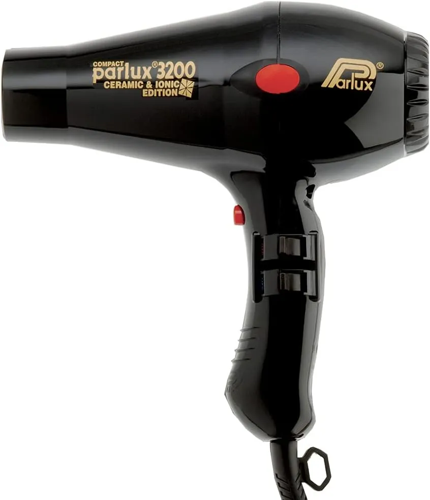 Parlux 3200 Compact Ceramic & Ionic Black Hair Dryer   M Hair Designs Mesh Diffuser (Bundle) – Fast-Drying, Frizz-Control, Professional Blow Dryer for Smooth Styling