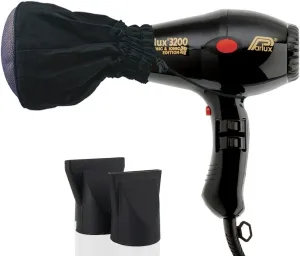Parlux 3200 Compact Ceramic & Ionic Black Hair Dryer   M Hair Designs Mesh Diffuser (Bundle) – Fast-Drying, Frizz-Control, Professional Blow Dryer for Smooth Styling
