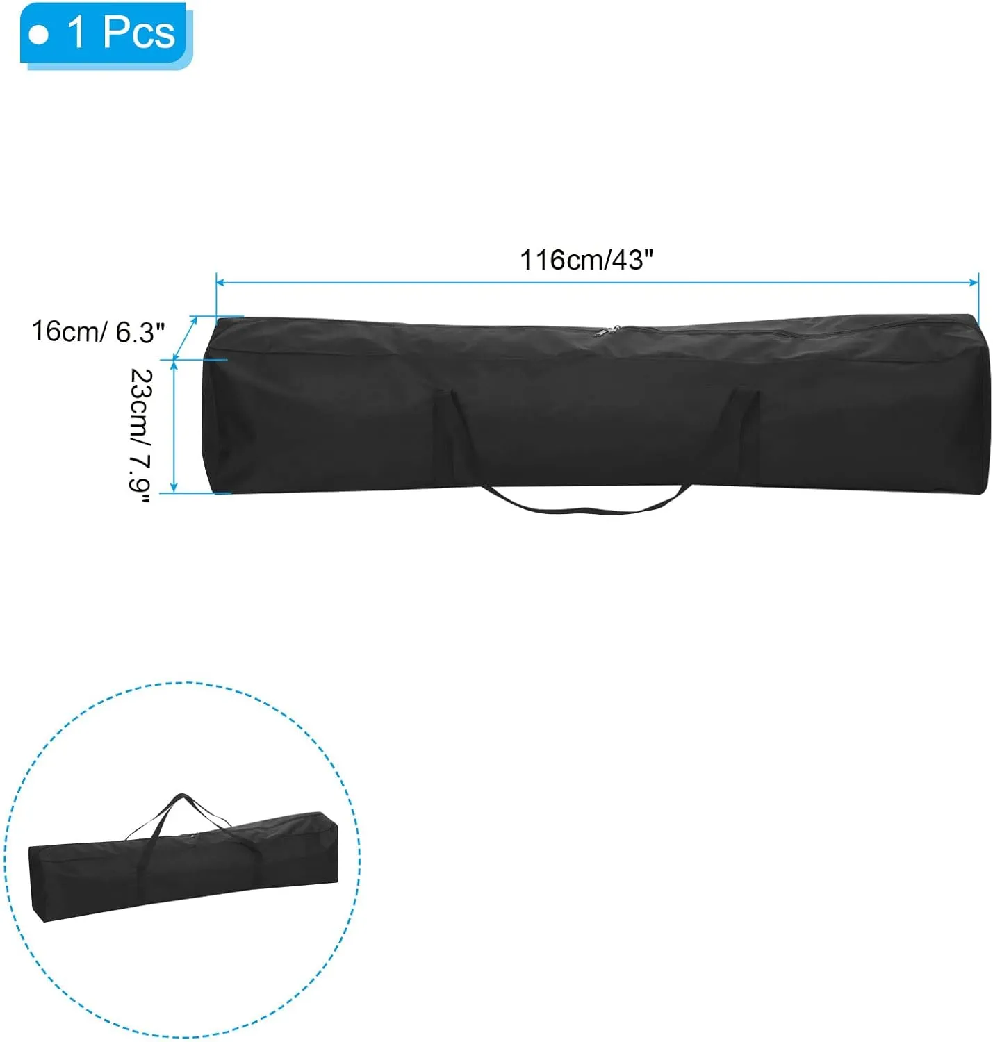 PATIKIL 43 Inch Camp Chair Replacement Bag, Nylon Foldable Carrying Bag Large Zippered Bag with Shoulder Strap for Camping Travel, Black
