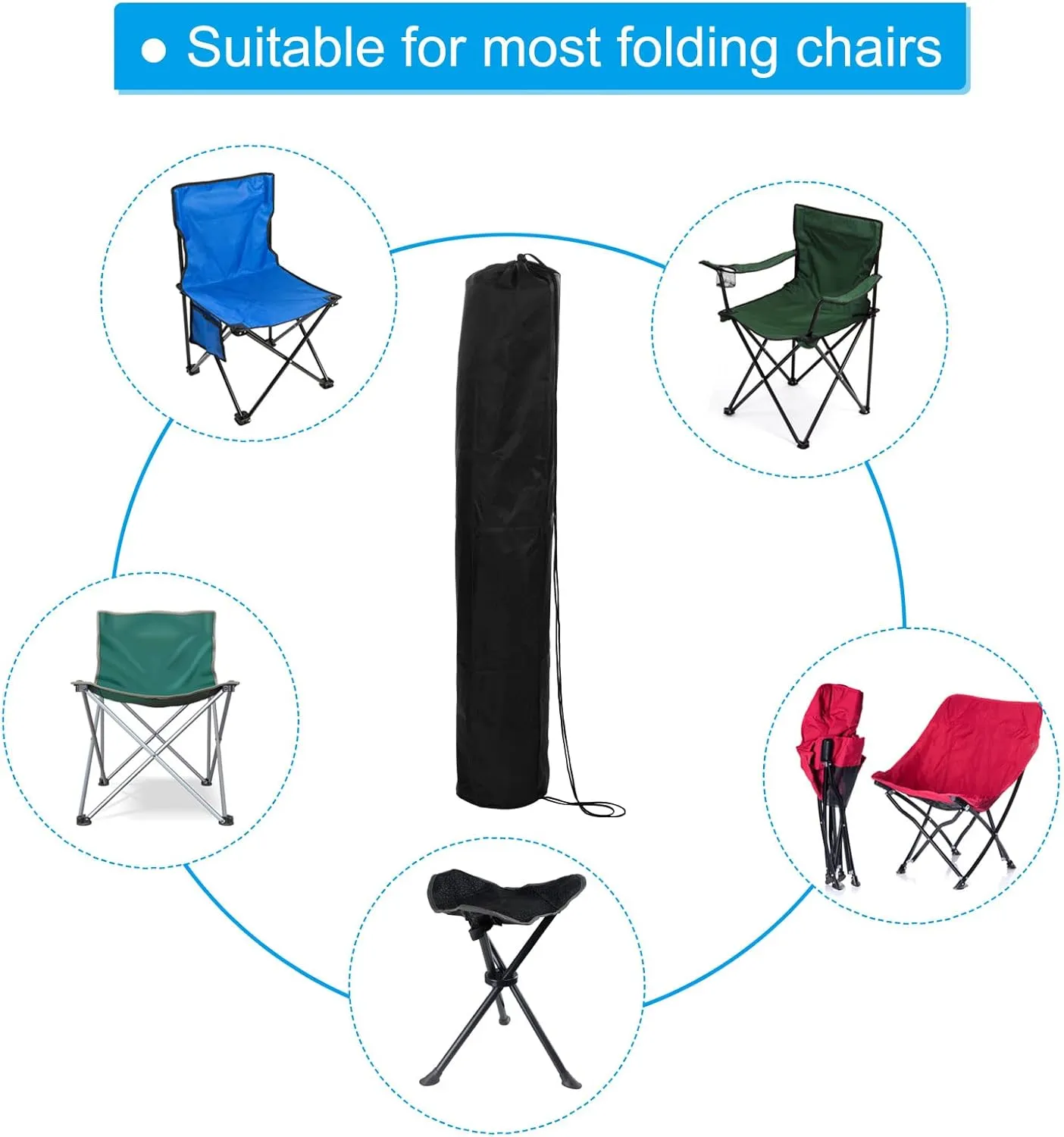 PATIKIL 44 Inch Camp Chair Replacement Bag, 2 Pack Nylon Foldable Carry Bag Storage Bag with Shoulder Strap for Outdoor Camping, Black