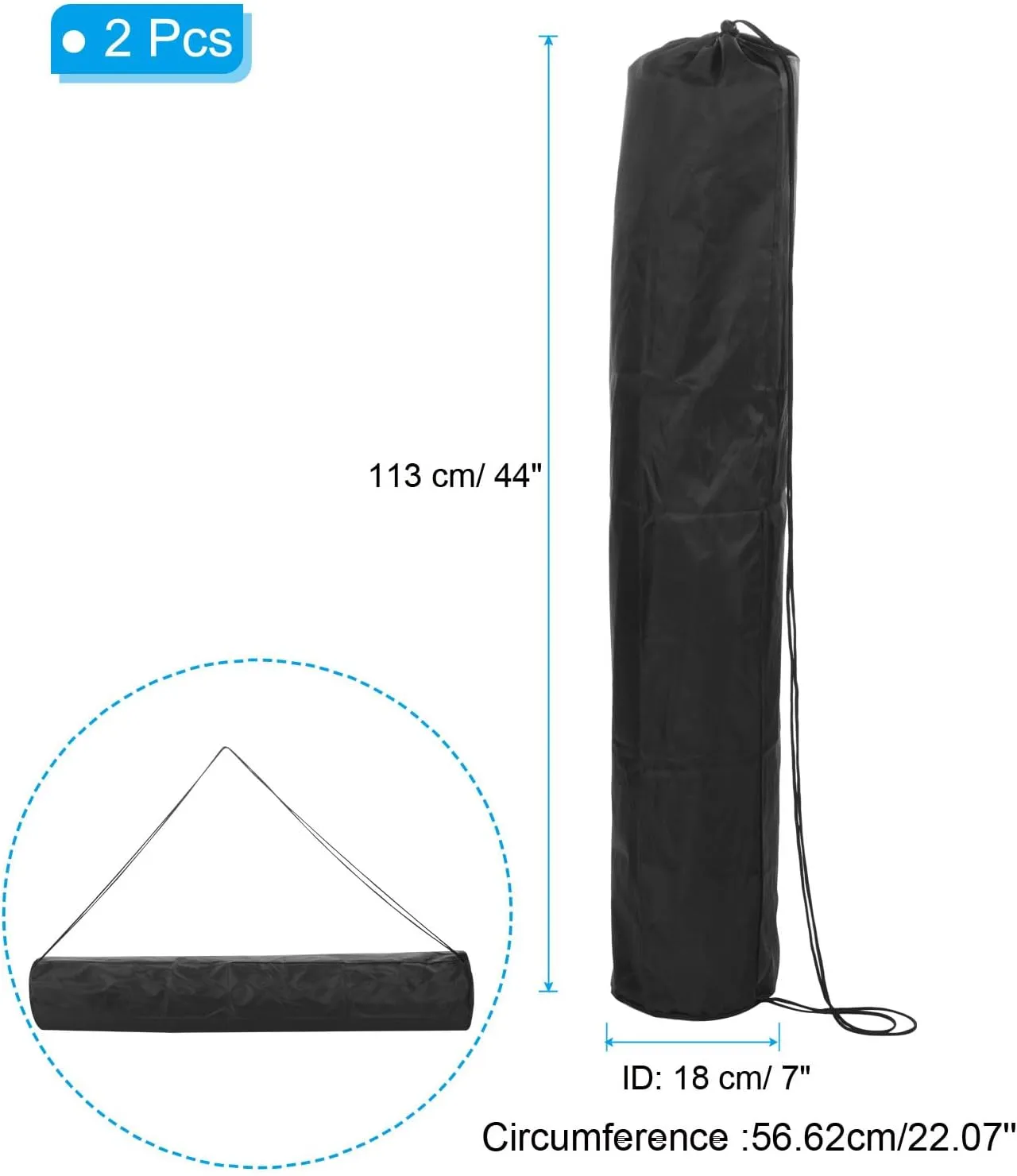 PATIKIL 44 Inch Camp Chair Replacement Bag, 2 Pack Nylon Foldable Carry Bag Storage Bag with Shoulder Strap for Outdoor Camping, Black