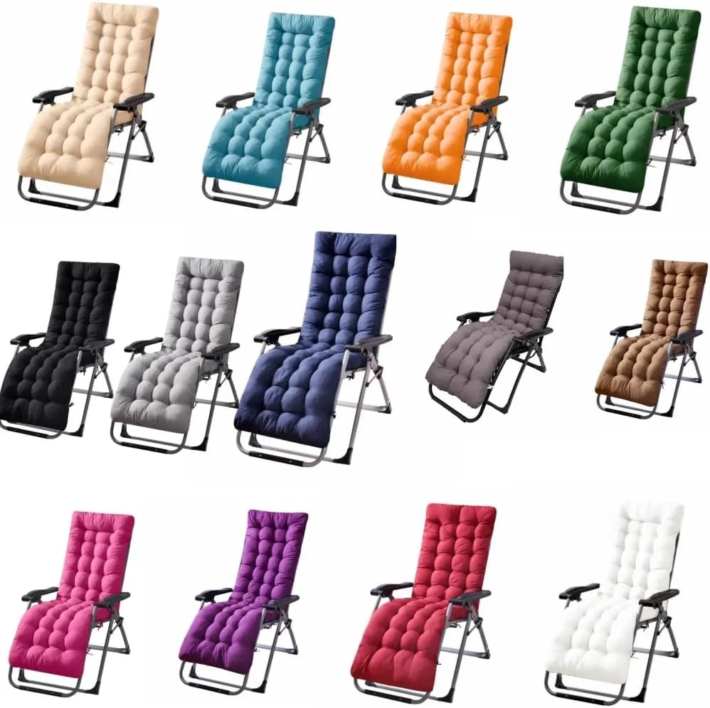 Patio Chaise Lounger Cushion， IndoorOutdoor Rocking Chair Sofa Cushion with 6 Ties， Thick Padded Swing Bench Cushion，61x18.9x3.1in (Light Gray)