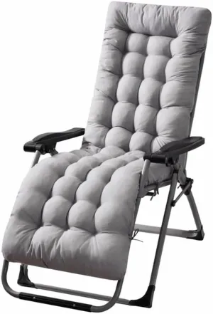 Patio Chaise Lounger Cushion， IndoorOutdoor Rocking Chair Sofa Cushion with 6 Ties， Thick Padded Swing Bench Cushion，61x18.9x3.1in (Light Gray)