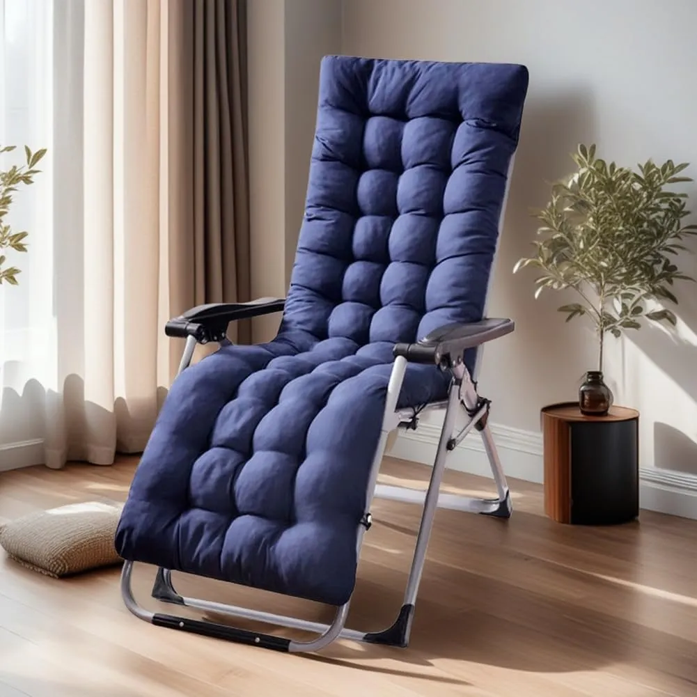 Patio Chaise Lounger Cushion， IndoorOutdoor Rocking Chair Sofa Cushion with 6 Ties， Thick Padded Swing Bench Cushion，61x18.9x3.1in (Light Gray)