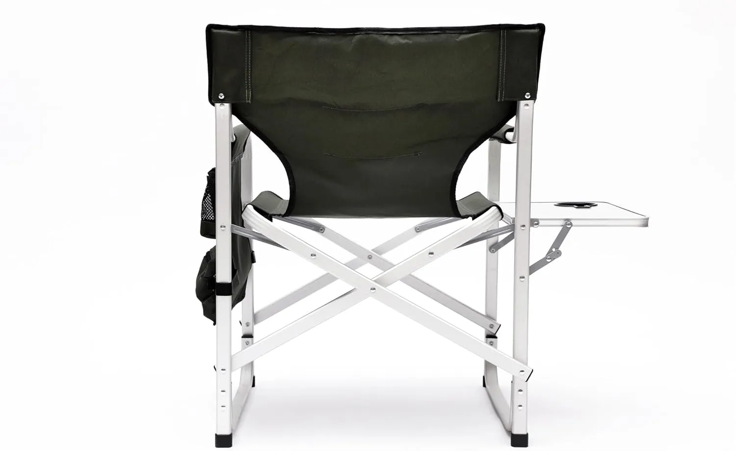 Patio Furniture Conversation Sets,Padded Folding Outdoor Chair with Side Table and Storage Pockets,Lightweight Oversized Chair for indoor, Outdoor Camping, Picnics,Fishing(2PCS Black/Green Chairs)