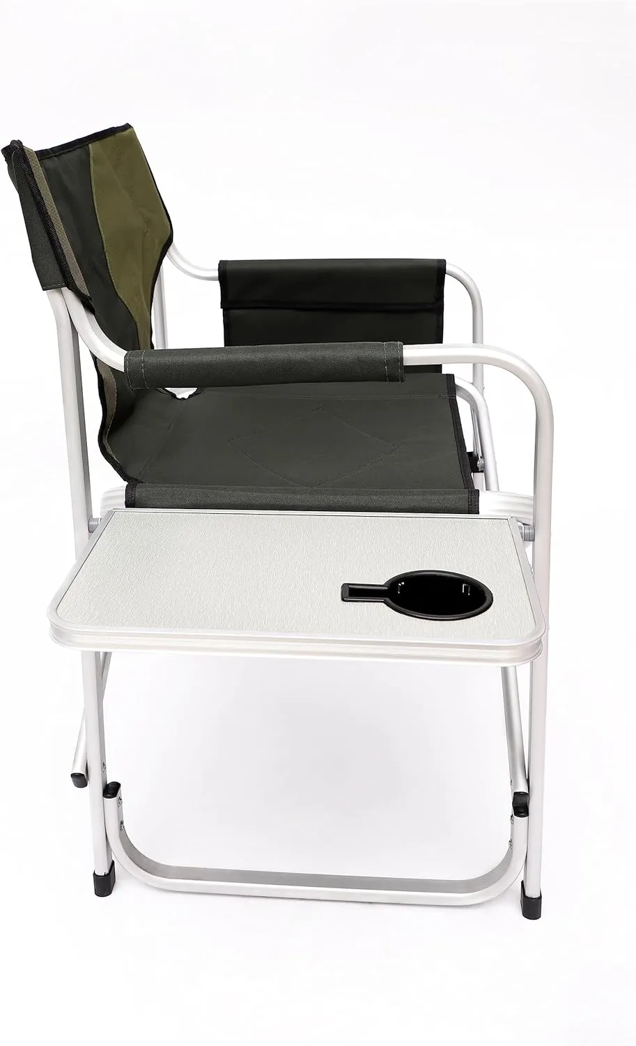Patio Furniture Conversation Sets,Padded Folding Outdoor Chair with Side Table and Storage Pockets,Lightweight Oversized Chair for indoor, Outdoor Camping, Picnics,Fishing(2PCS Black/Green Chairs)