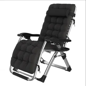 Patio Lounge Chair, Padded Folding Camping & Beach Chair with Adjustable Pillows and Cup Holder for Outdoor Use, Perfect for Poolside, Backyard, and Lawn Relaxation
