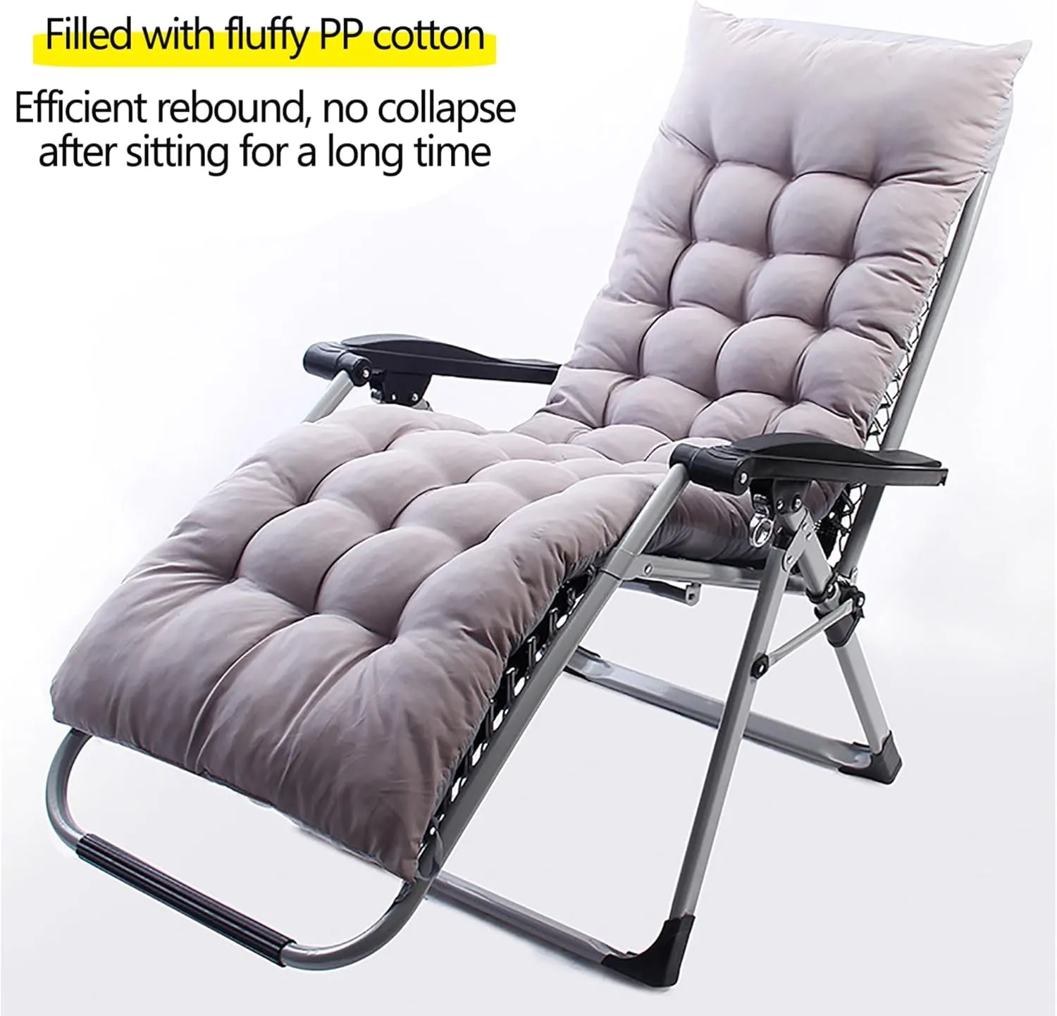 Patio Lounge Chair, Padded Folding Camping & Beach Chair with Adjustable Pillows and Cup Holder for Outdoor Use, Perfect for Poolside, Backyard, and Lawn Relaxation