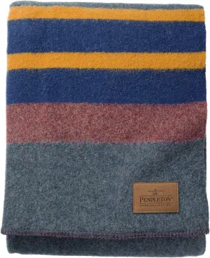Pendleton Yakima Camp Blanket Twin 66" x 84" - Wool Cotton, Lightweight, Large, Dry Clean, Soft and Durable Throw for Home, Travel, RV, Picnic - Lake
