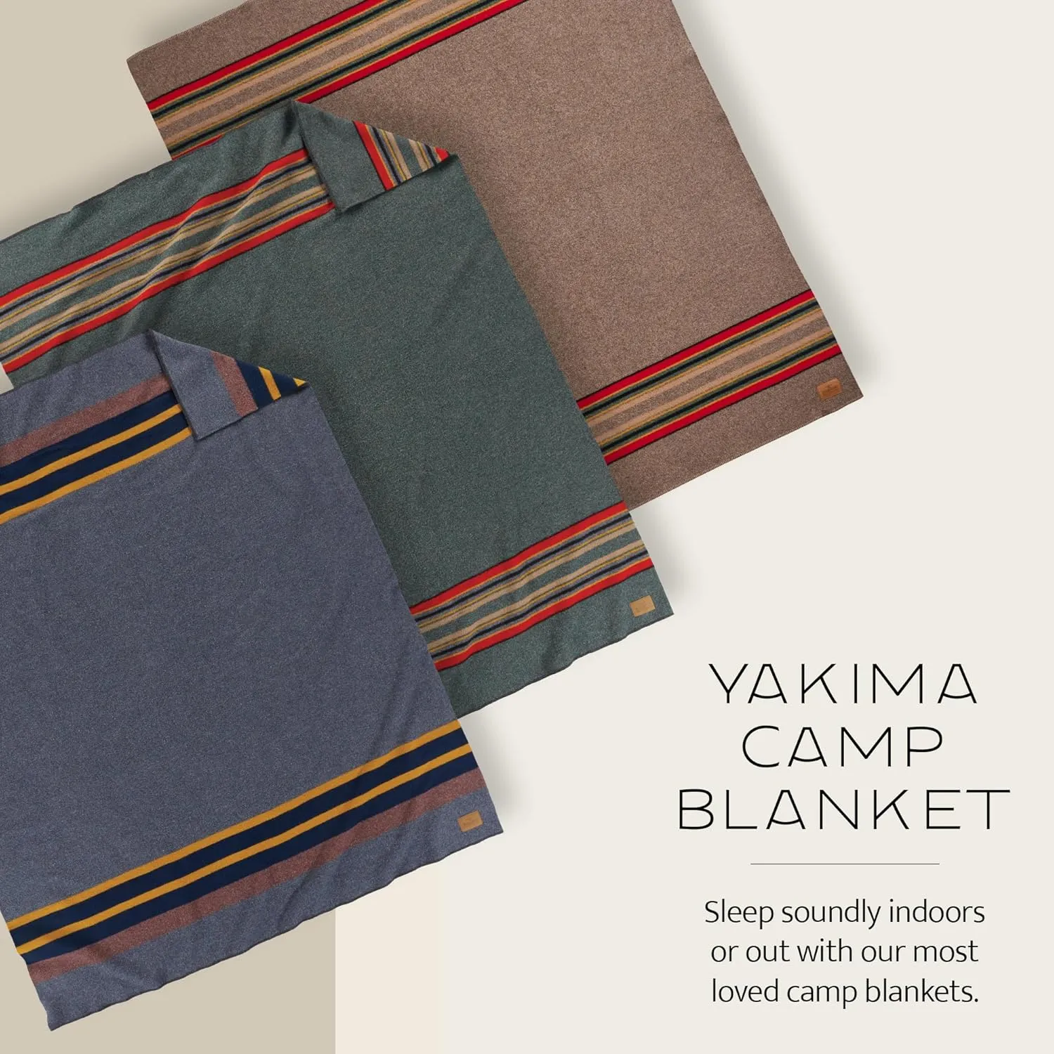 Pendleton Yakima Camp Blanket Twin 66" x 84" - Wool Cotton, Lightweight, Large, Dry Clean, Soft and Durable Throw for Home, Travel, RV, Picnic - Lake