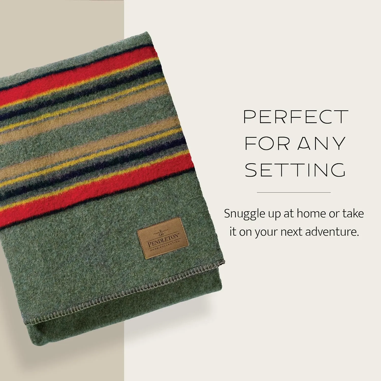 Pendleton Yakima Camp Blanket Twin 66" x 84" - Wool Cotton, Lightweight, Large, Dry Clean, Soft and Durable Throw for Home, Travel, RV, Picnic - Lake