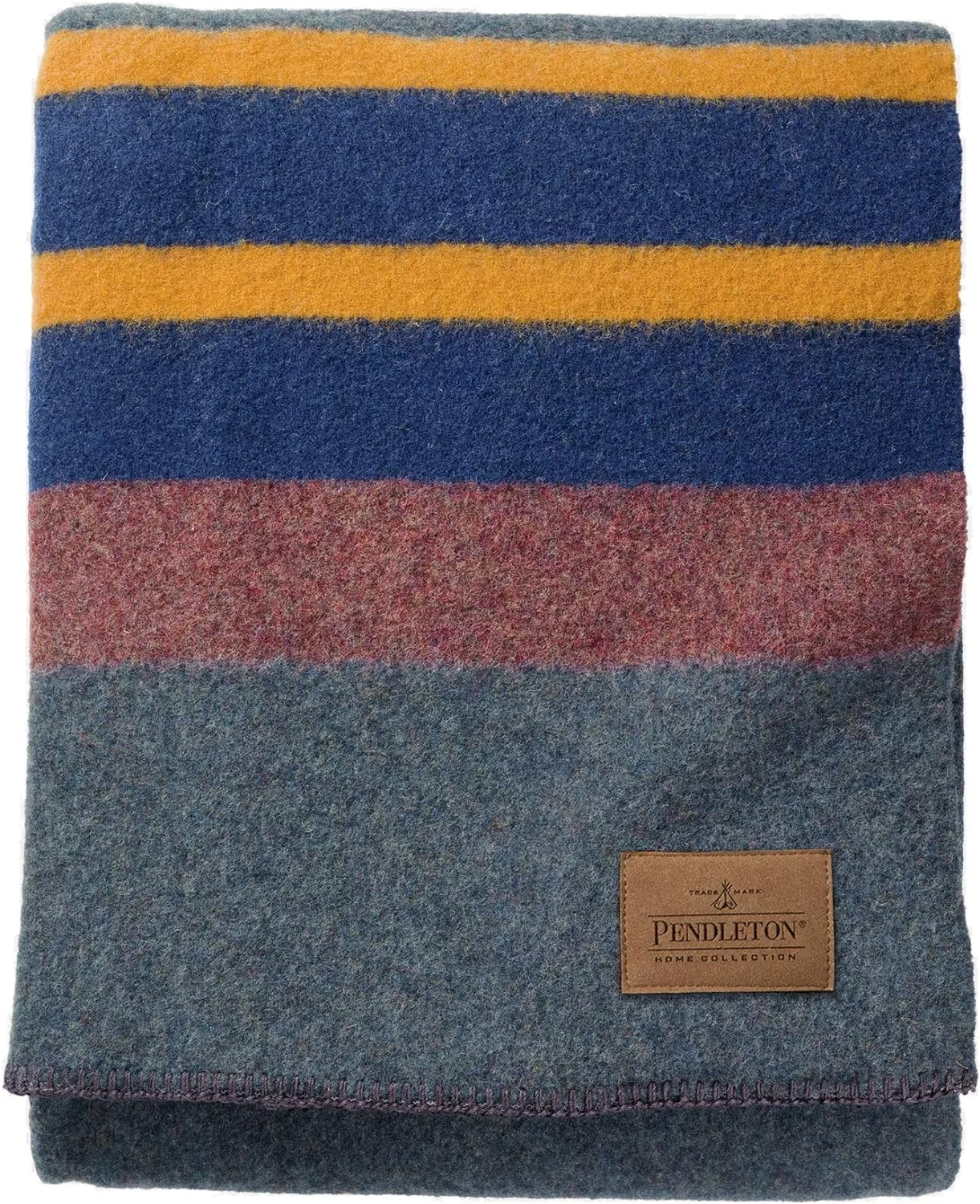 Pendleton Yakima Camp Blanket Twin 66" x 84" - Wool Cotton, Lightweight, Large, Dry Clean, Soft and Durable Throw for Home, Travel, RV, Picnic - Lake