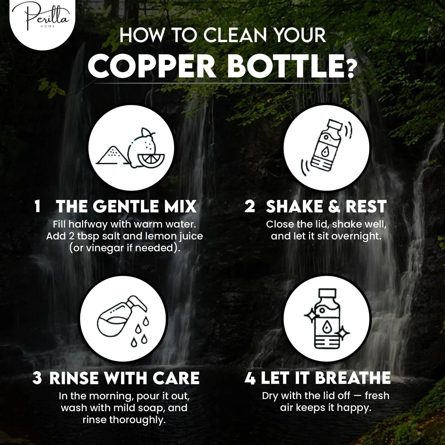 Perilla Home Pure Plain Copper Water Bottle 34 Oz Leak Proof 100% Pure - Ayurvedic Copper Vessel - Drink More Water And Enjoy The Health Benefits Immediately - For Gym, Yoga Bottle - (Cleo)