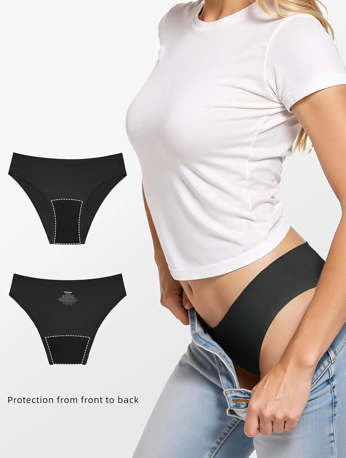 Period Underwear for Women Seamless Leakproof Bikini Regular Absorbency Period Panties 5 Pack
