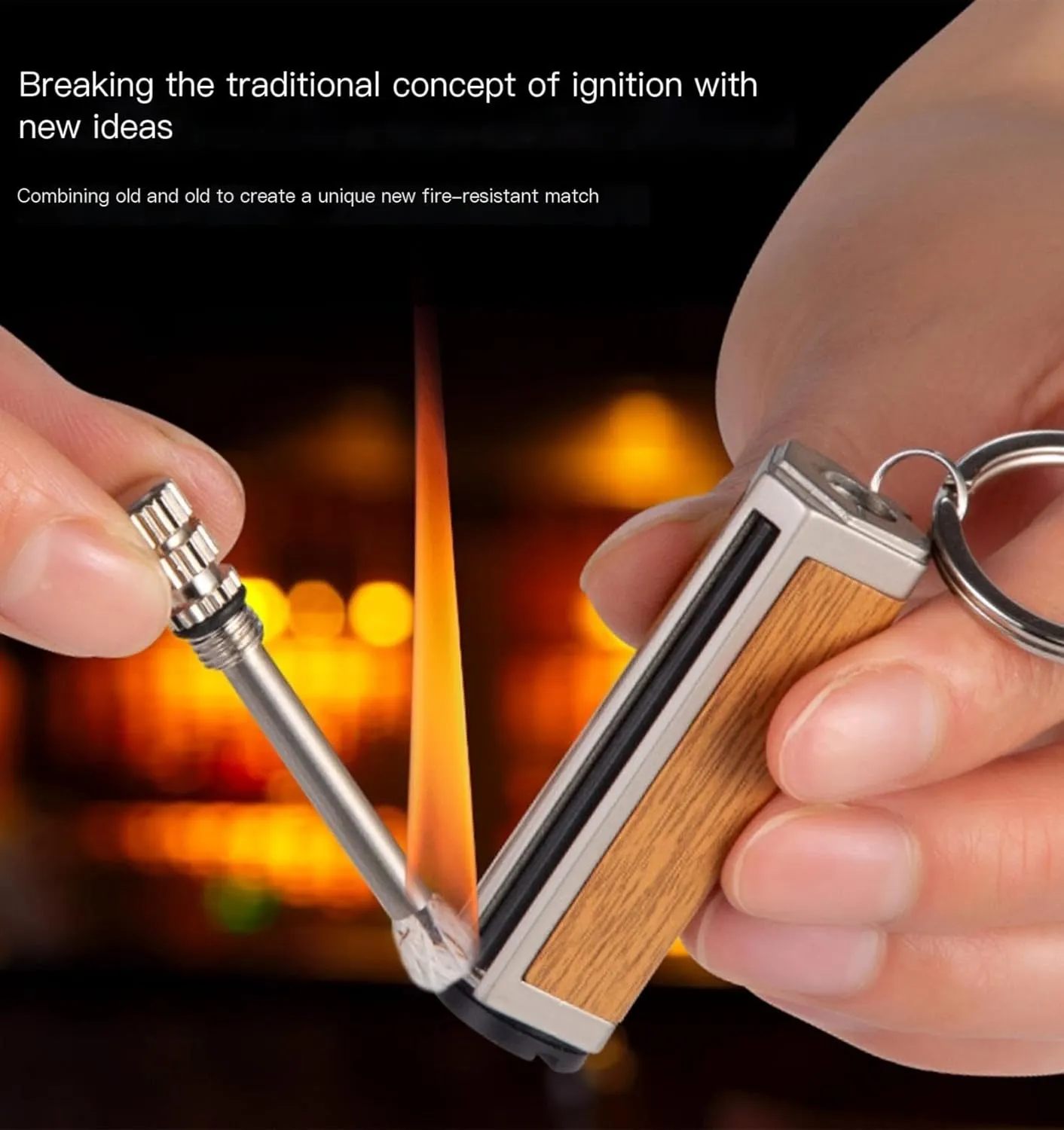 Permanent Match [Bottle Opener/Metal Keychain], Reusable Survival Fire Starter Lighter, Emergency Waterproof Striker Stick for Hiking, Hunting, Backpacking,Outdoor Survival(Silver)
