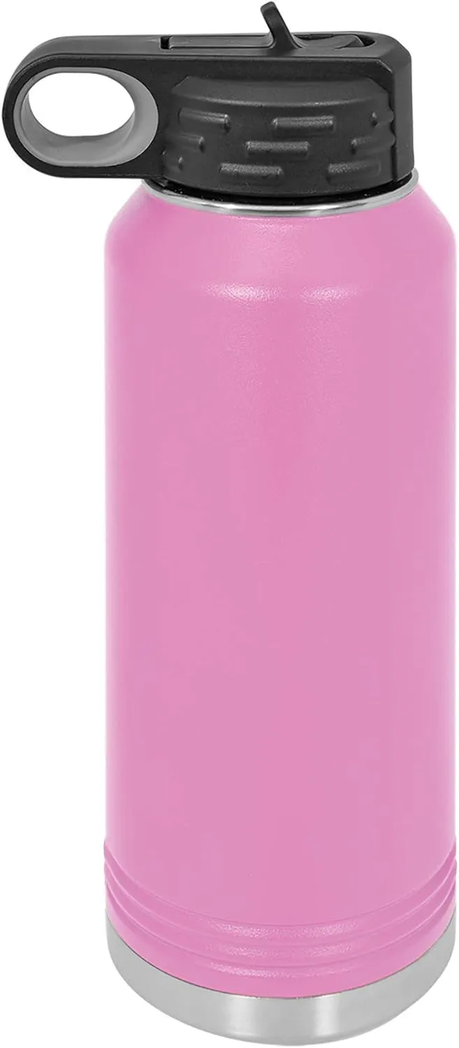 Personalized Water Bottle w/Straw & Lid, 32 oz - Light Purple | Custom Stainless Steel Sport Water Bottle, School Water Bottle w/Name and Text - Double-Wall, Vacuum Insulated Custom Water Bottle