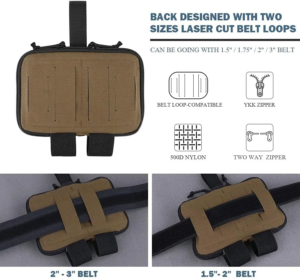 PETAC GEAR Tactical Medical Pouch Compact Admin Belt Pouch EMT First Aid Pouch IFAK Utility Pouch Trauma Kit Organizer Tourniquet Holder