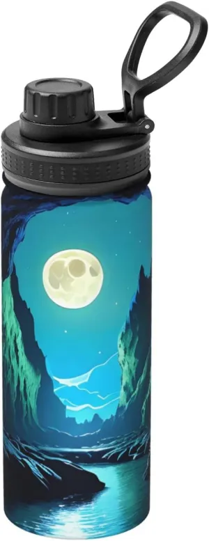 PHAYAH Water Moon Cave Camping Hiking Hydration Flask Stainless Steel, Double Walled & Vacuum Insulated Water Bottle
