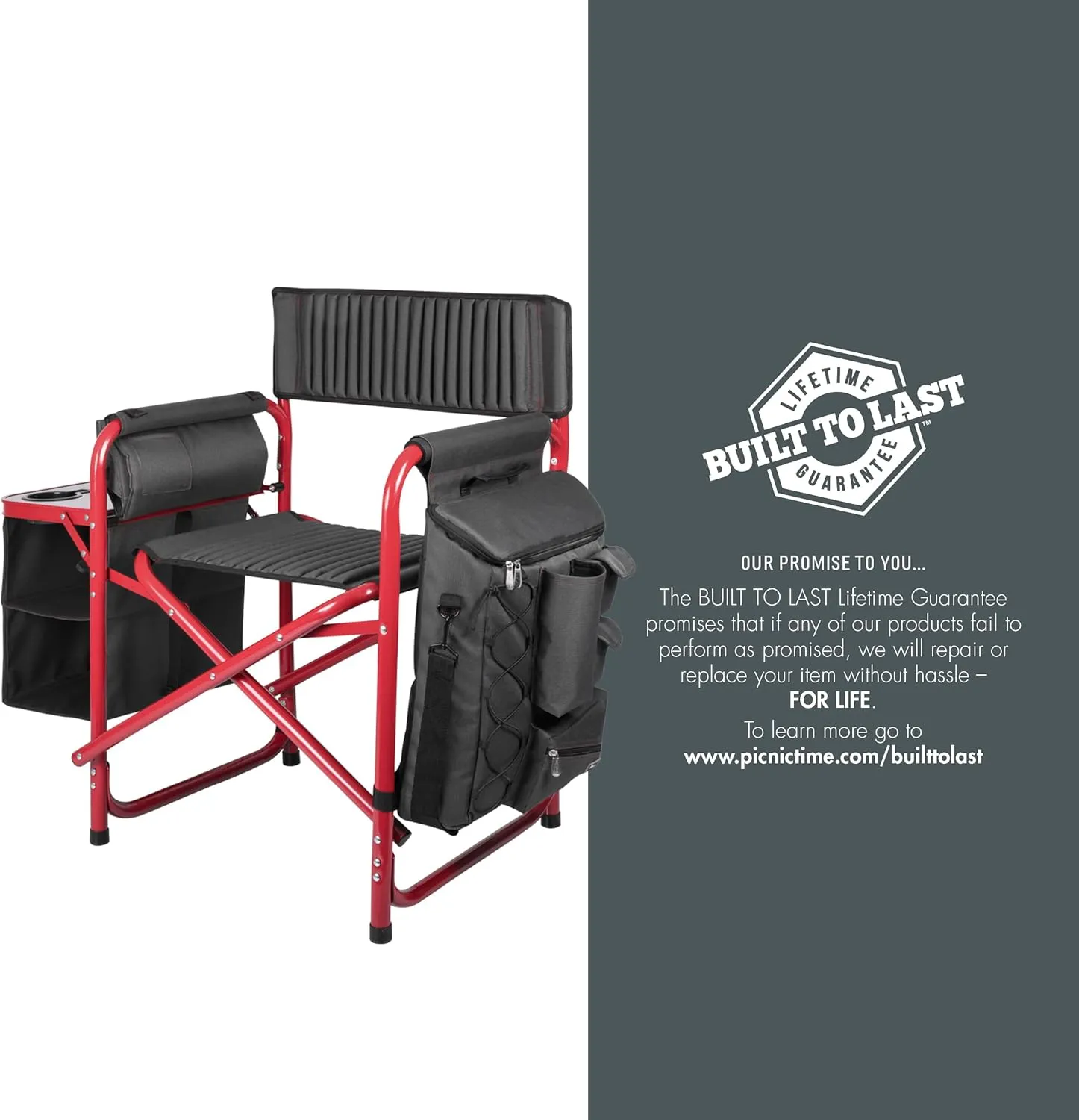 PICNIC TIME Fusion Camping Chair with Side Table and Soft Cooler, Beach Chair for Adults, Lawn Chair