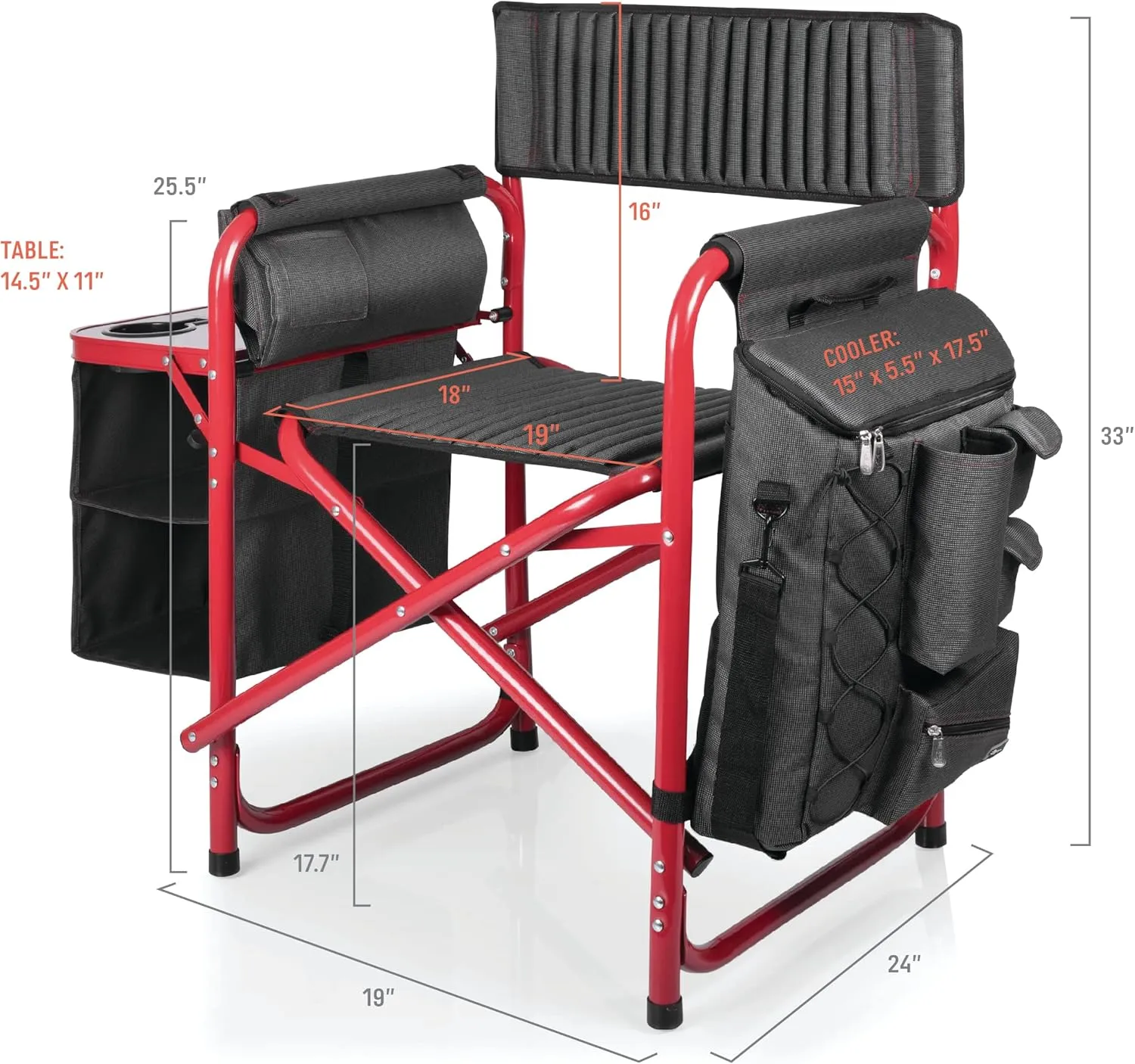 PICNIC TIME Fusion Camping Chair with Side Table and Soft Cooler, Beach Chair for Adults, Lawn Chair