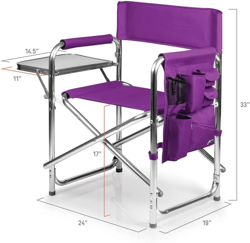 PICNIC TIME NCAA Cal Bears Sports Chair with Side Table - Beach Chair - Camp Chair for Adults